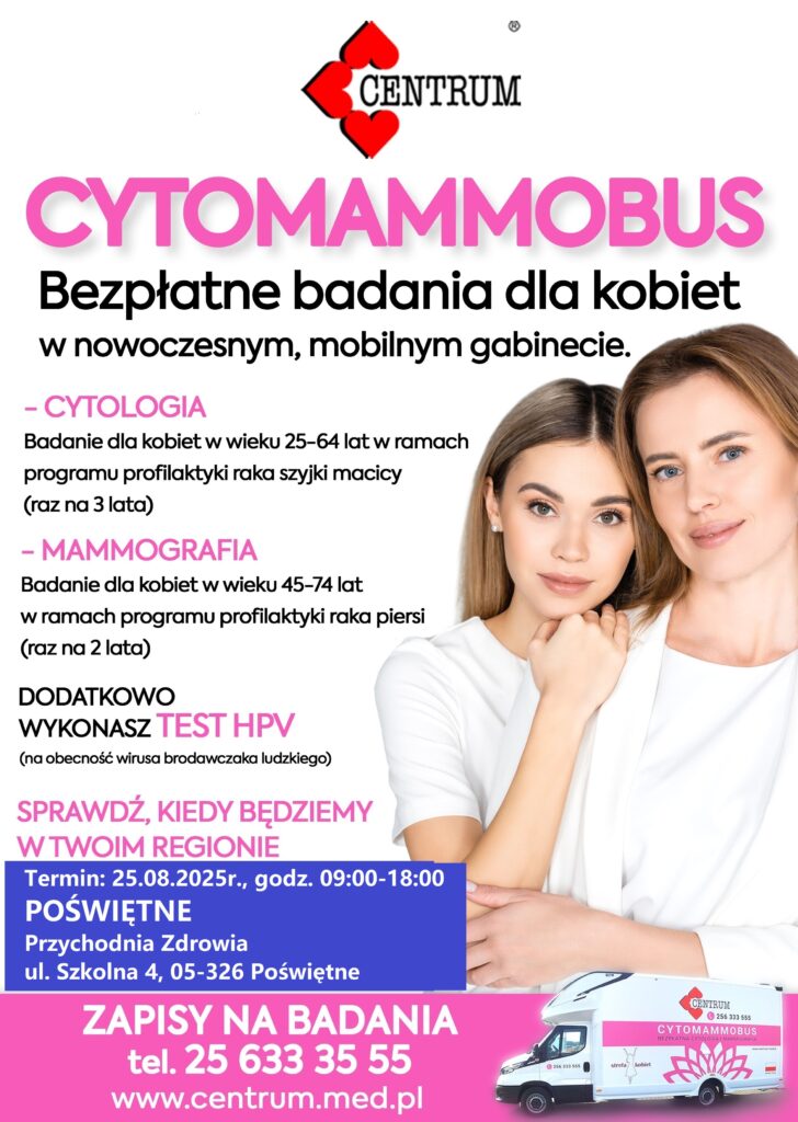 Bezpłatne badania przesiewowe dla kobiet w mobilnej pracowni diagnostycznej - CYTOMAMMOBUSIE CENTRUM
