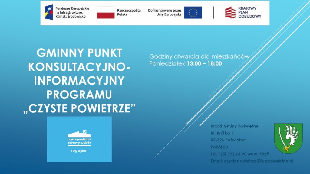GMINNY PUNKT KONSULTACYJNO-INFORMACYJNY PROGRAMU "CZYSTE POWIETRZE"