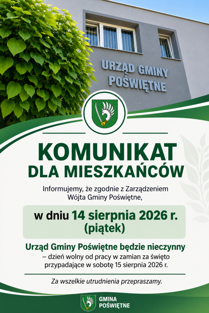 14 sierpnia Urząd Gminy nieczynny